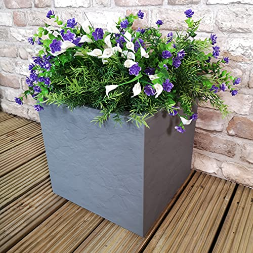 Jardiniere carré Volcania Up 21L - Gris galet - 29.5x29.5x29.5cm - EDA Plastiques
