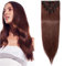 SEGO Clip In Extensions Remy Echthaar Haarverlängerung Haarteil natürliches glatt Rotbraun#33 22(56cm)-75g