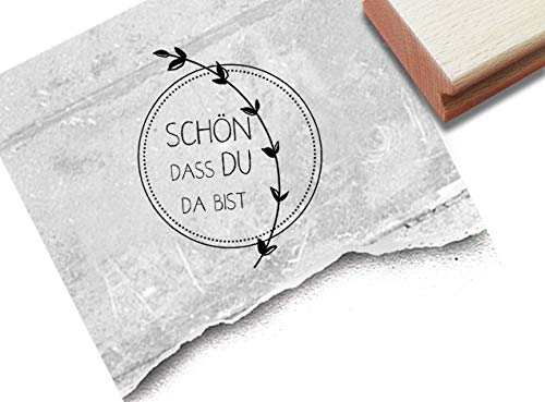 Stempel Textstempel SCHÖN DASS DU DA BIST mit Ranke - Schriftstempel Liebe Freundschaft Karten Geschenkanhänger Gastgeschenk Tischdeko - zAcheR-fineT