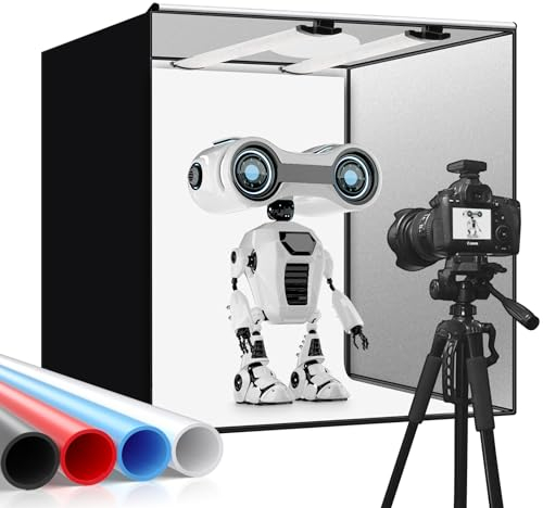 Boîte à lumière portable pliable pour studio photo, 40 cm, avec intensité variable, lumières LED CRI95+ et 4 toiles de fond pour photographie de produit (jaune)