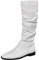 Stivali Alti Donna Lungo Stivale Donna Pelle Piatto Invernali Stivali Equitazione Zip Fibbia al Ginocchio Elegante Stivali da Equitazione (39,Bianca)