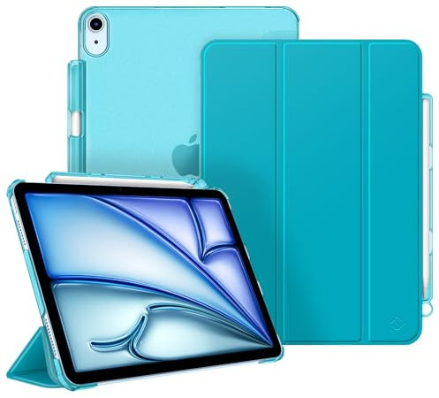 Fintie Hülle für iPad Air 11 Zoll M3 2025/M2 2024, iPad Air 5 2022/4 Generation 2020 10.9 Zoll mit Stifthalter, ultradünne leichte Schutzhülle Case mit transparenter Rückseite, Türkis