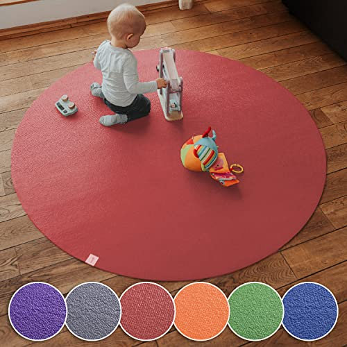 Sanosoft® Krabbelmatte Rund Made in Germany, Anti-Rutsch Krabbelunterlage (Rund 180cm Hellgrau)