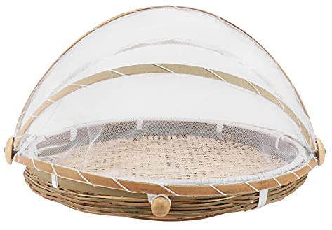 Cloche anti- en bambou avec grille de gaze de 30 cm pour nourriture, , fruits, légumes, nourriture, fromage, gâteau, nourriture, restaurant, cuisine, pique-