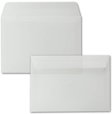 300x Briefumschläge DIN C5 Transparent Weiß - 16,2 x 22,9 cm - Haftklebung - durchsichtige Kuverts für große Einladungen und Karten zum Geburtstag oder Hochzeit