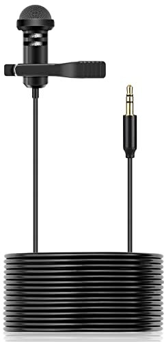 Lavalier Microphone Compatible with GoPro Camera HERO9, HERO8, HERO7, Max - Riding/Hiking/Live Streaming Omnidirectional Condenser Lapel Mic 3.5mm with Screw Lock, 10 ft