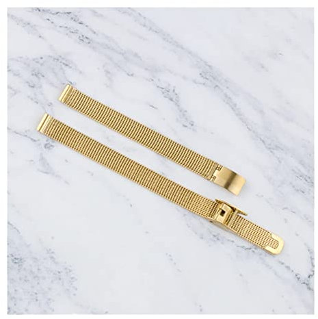 Uhrenarmband Universal Edelstahl Metall Slim Armband 8mm 10mm 12mm 14mm 16mm 18mm 20mm 22mm 24mm Gurt (Band Color : Gold, Band Width : 8mm)