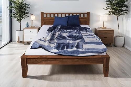 SAM Holzbett 140x200cm Villach, Sheesham-Holz massiv + nougatfarben + lackiert, Massivholzbett mit Kopfteil, Doppelbett, pflegeleichtes Unikat