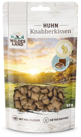 Wildes Land - Huhn - Knabberkissen Snack für Katzen - 12x 50g