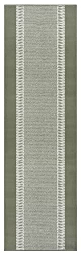 Hanse Home Teppich Läufer Band 80x200cm – Teppichläufer Weicher Kurzflor Teppich Modernes Design Läufer für Flur, Schlafzimmer, Kinderzimmer, Badezimmer, Wohnzimmer, Küche Dekoläufer – Grün