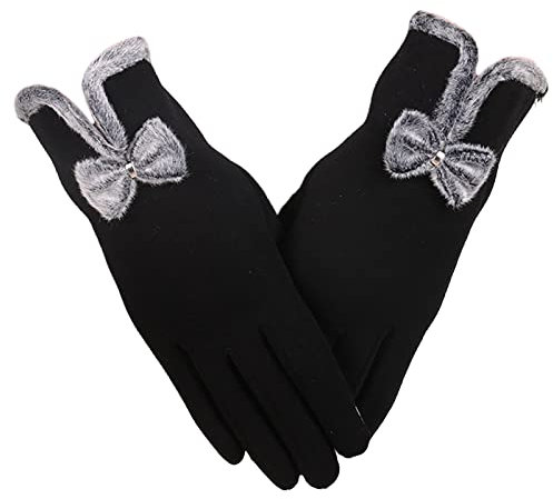 Vasreyy Handschuhe Damen Hand Warmers Handschuhe Ohne Finger Dünne Handschuhe Pulswärmer Damen Damenhandschuhe Warm Einfarbig Handschuhe mit Fleece Gefütterte Winter Thermo Handschuhe mit Bow