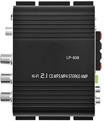 Mini HiFi 2.1, Car Home Audio Power Amplifier Lp 838 Lepy Stereo Bass Auto Mini Amplifier for Digital Amp Silver (Black)
