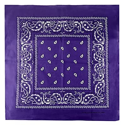 JOPHY & CO. Bandanas aus 100% Baumwolle für Damen Herren Kinder Unisex mit Paisley Muster Kopftuch Kopfbedeckung Schal für Haar/Hals/Handgelenk/Kopf COD.644 (Violett Paisley)