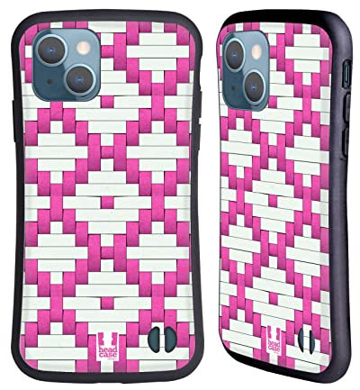 Head Case Designs Diamante Rosa Pattern Fogli Intrecciati Cover Ibrida Compatibile con Apple iPhone 13