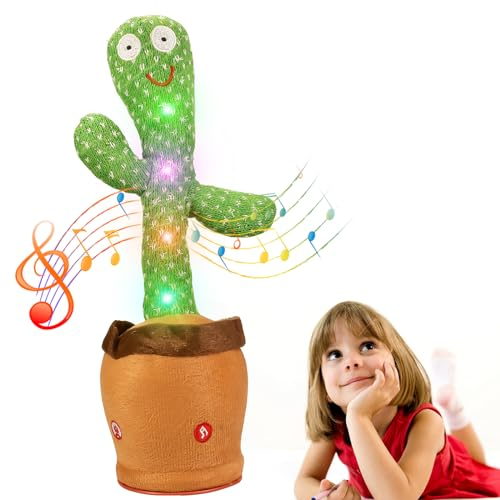 Cactus Danzante Giocattolo, Cactus Danzante Registrabile, Cactus Luminoso con 120 Canzoni, Peluche per la Decorazione della casa e Il Gioco dei Bambini