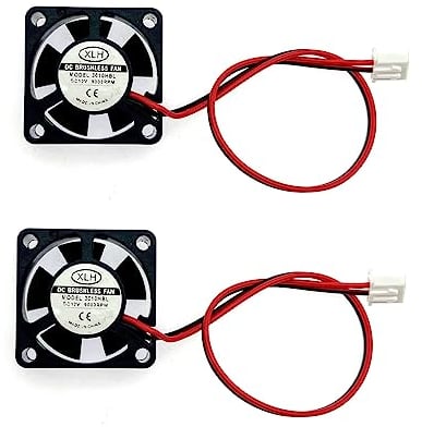 JZK 2PCS 30x30x10mm 2pin DC 12V mini silent cooling fan with wires 3010 small quiet cooling fan 30mm 3cm miniature brushless DC fan 12V, 3D printer fan with cable, heatsink fan