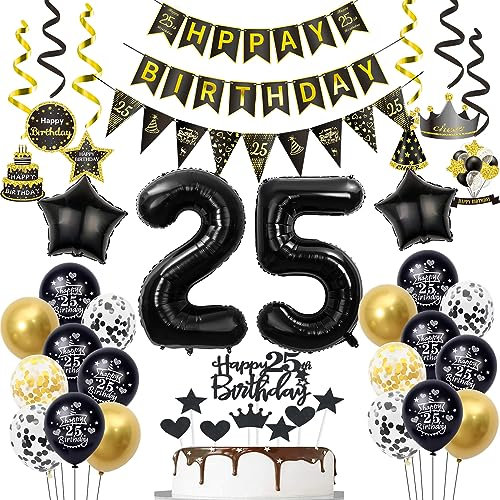 25 Geburtstag Deko Mann Luftballon 25.geburtstag Deko Schwarz Gold Geburtstagsdeko 25 Jahre Luftballon Schwarz deko 25 Jahre Mann Geburtstagdeko Männer Deko 25. Geburtstag Frauen Luftballons 25