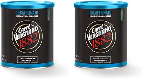 Caffè Vergnano 1882 Lattina Caffè 100% Arabica Macinato Decaffeinato - 250 gr (Confezione da 2)