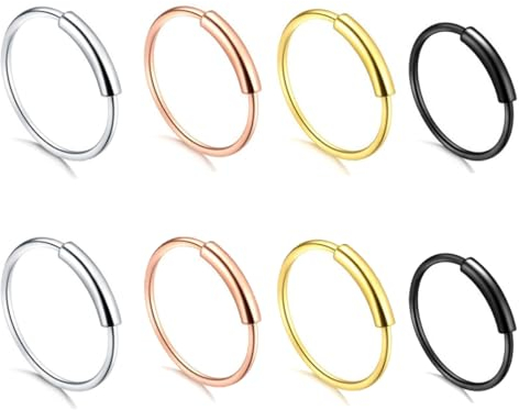 ZCSOWE 8 Stück Nasenpiercing Edelstahl Septum Nasenring Scharnier Piercing Mehrzweck Piercing Schmuck-8mm