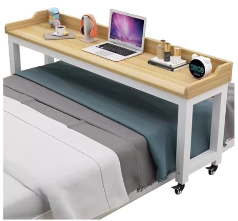 Überbetttisch Überbetttisch mit Rollen für Zuhause/Krankenhaus, mobiler Computertisch, Laptopwagen, Esstisch oder Laptop, rollender Bett-Bartisch (Size : 220x60x80cm)