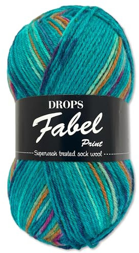 Frida's Wollhaus Drops 50 g Fabel Sockenwolle Schurwolle superwash Garn Stricken Häkeln 45 Farben (162 | Blue Sea)