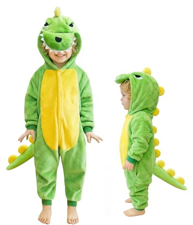 cuteDIY Dino Kostüm Kinder Dinosaurier Dinokostüm Kinder Faschingskostüme Kleinkind 1 2 3 4 5 Jahre 92 104 110 116