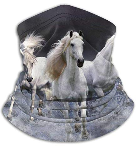 ReesEt Weißes Pferd, Halsmanschette, weicher Gesichtsschutz, Halswärmer, Schlauch, Halbgesichtsmaske, Schal, Sturmhaube für Outdoor-Sportarten