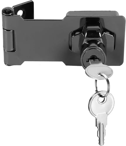 Litensh Serratura a Chiave, Lucchetto Hasp, Chiusure Hasp, chiavistello, chiavistello, serratura per porte, Cassetto Armadio Serrature Hasp,Chiusura a Scatto Cromata,nero