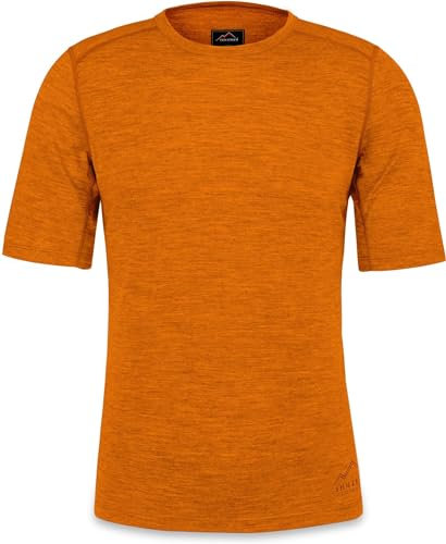 Herren Merino T-Shirt Short Sleeve Kurzarm Oberteil Funktionsoberteil 100% Merinowolle Thermounterwäsche Baselayer Farbe Orange Größe XXL/56