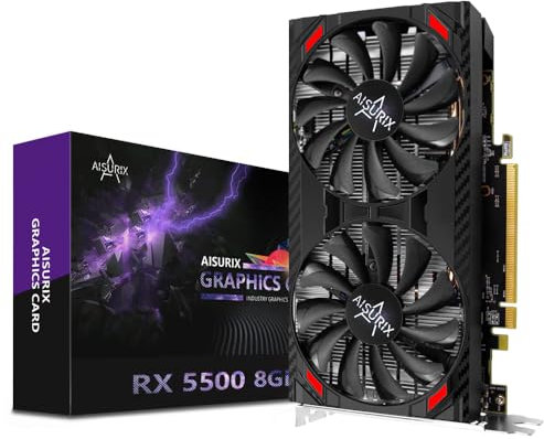 AISURIX RX 5500 8gb GDDR6 Graphics Card,128 Bit, 3XDP, HDMI, PCI Express 4.0X8, 8pin with Fan Intelligent System,Gaming PC Computer Video Cards with 3X DisplayPort +1X HDMI (5500 Style 2)
