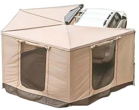 270° Markise Khaki oder Grau Automarkise/Zelt mit Vorzelt 200x200cm oder 250x200cm (Khaki, 250x200cm für die Fahrerseite)