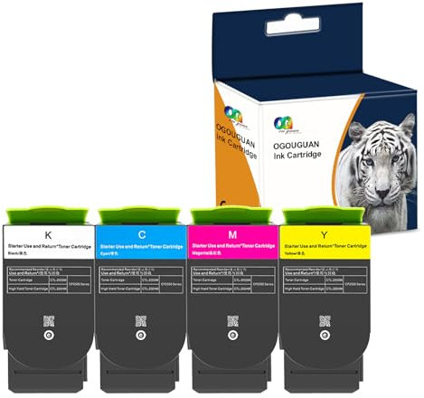 OGOUGUAN Tonerkartusche kompatibel mit 71B0010 71B0020 71B0030 71B0040 71B20K0 71B20C0 71B20M0 71B20Y0 CS317dn CX317dn CX417de CS517 7de CX51 7de (K C M Y) Ersatz für Lexmark