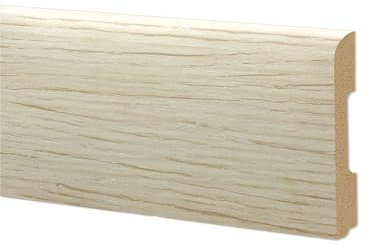 78ml Bancale di Battiscopa BC Spazzolato in POLIMERI EqualWood HI-TEC 68x10mm Bianco, Alluminio ecc. ROVERE SBIANCATO