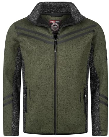 Rock Creek Herren Fleece Jacke Outdoor Wanderjacke Pullover Full Zip Hoodie Herrenjacke Fleecejacke Winterjacke Strickjacke Strickfleecejacke H-373 Dunkelgrün S