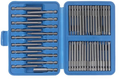 sourcing map 50pcs Screwdriver Bit Set 3 Length Extra Long Magnetic Driver Kit with Torx, Hex, Spline, Tamper-Proof, Square, Phillips, Slotted, U-Type, Security Hex, 12 Point, Y-Type