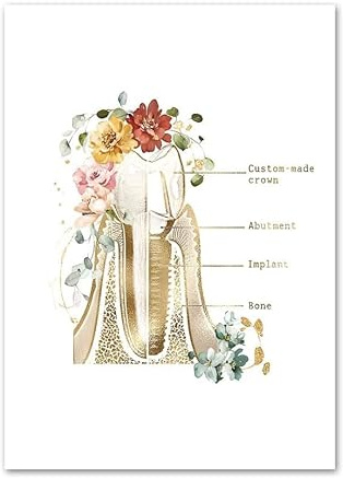 Oral Zahn Zahnarzt Büro Blume Anatomie Wand Kunstdruck Leinwand Malerei Nordic Poster Bilder for Wohnzimmer Badezimmer Dekor(H,30X40 cm No Framed)