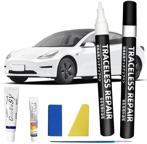Lackstift Auto für Tesla Model Y/X/S/3,Lackstift Weiß Auto,Lackstifte für Auto Kratzer,Lack Reparatur Kit,Kompletter Werkzeugsatz für die Autolackreparatur für Tesla Besitzer (Pearl White-PPSW)