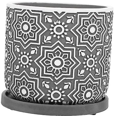 TINEASUR 1ensemble Pot De Fleurs Ciment avec Plateau pour Plantes Succulentes Pot Décoratif pour Décoration Intérieure Et Extérieure