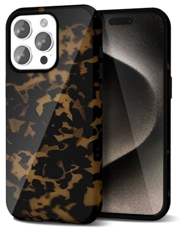 Svanove Tortoise Shell Phone Case for iPhone 15 Pro Max Case Girly Trendy Pattern, Retro Amber Cool Animal Print, Luxury Cute Case for Women Girl, Aesthetic Y2k Turtle Hard Shell Plastic Cover