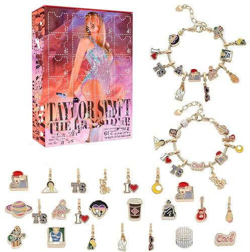 HIMS 2024 Taylor Christmas Advent Calendar Bracelets, 24 Days Christmas Advent Calendar Countdown Calendar Gift for Music Lovers,Fans,Girls and Friends-TS DIY Bracelets Kit Vacation Gifts Idea (C)