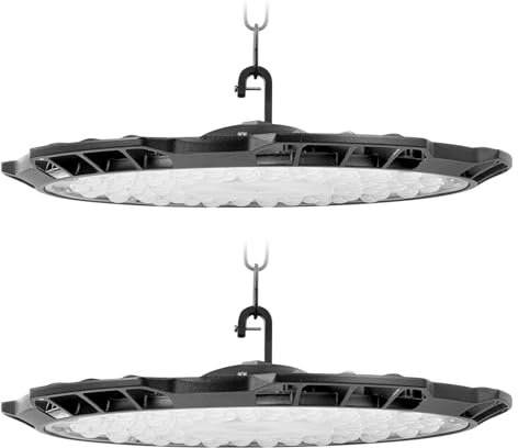 300W LED Werkstatt Deckenleuchte 2 PACK - 6500K 30000LM LED Hallenstrahler, IP65 Wasserdichte Werkstattbeleuchtung mit Aufhängekette und Haken, Led Garagenleuchte für Fabriken, Garage, Lagerhaus