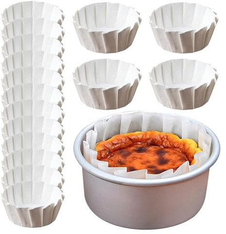 Kuchenpapier – 50 x öldichte Basken-Kuchenpapier-Einlagen, 12,7 cm, 1,2 cm, 15,2 cm, Desserteinlagen, Pergamentpapier, rund für Muffins, Cupcakes