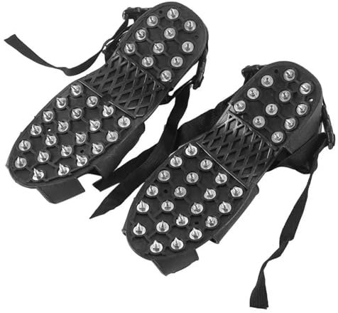 XUCZHAI 1 Paar 32 Nieten Anti-Rutsch-verstellbare Eisgreifer-Spikes Winterangeln Schneespikes rutschfeste Schuhüberzüge Steigeisen-Eisfischerschuhe