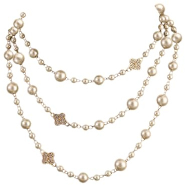 AOWVUTS Collana Perle Donna Collana Perle Lunga Quadrifoglio Collana Perline a Strati Bohémien Choker Collana Perle Girocollo Collana a Catena Maglione Elegante Donna Gioielli Regali