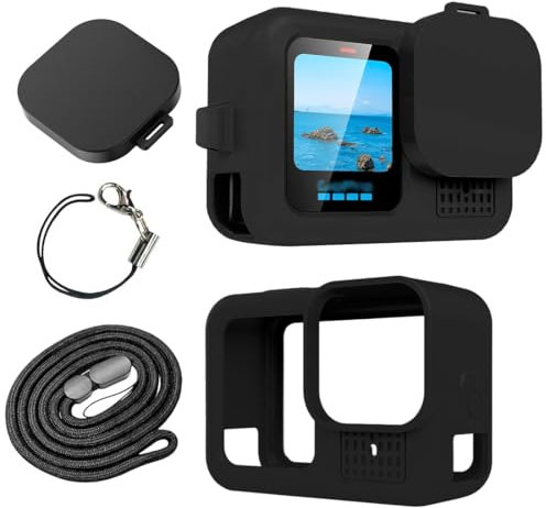 NHQZ G0Pro Custodia Protettiva in Silicone,Antipolvere,Antigoccia,Adatto per Accessori G0Pro G0Pro HERO Serie,13/12/11/10/9,Perfettamente Compatibile con L'originale -(Nero)