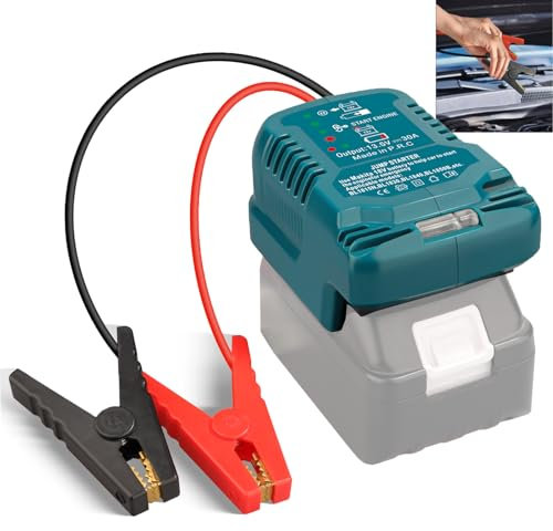 Jump Starter Adapter for Makita 18V Li-ion Battery Powered with Jumper Cable Clamps Portable Car Battery Charger Jump Starter(Battery Not Included)