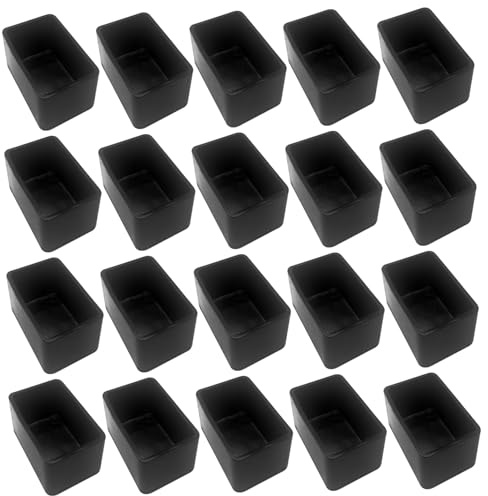 20 Stück Gummi-Stuhlbeinkappen, 2, 5 x 4, 5 cm, rechteckig, Stuhlbein-Bodenschoner, rutschfeste Stuhlfußabdeckungen, flexible Möbelfüße, Bodenschoner für Terrasse, Innenbereich, Stuhl, Tisch, Bett