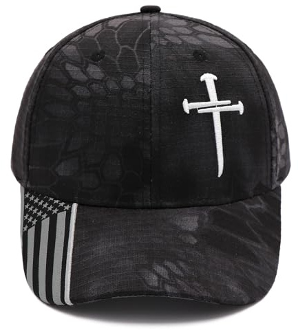 Jesus 3 Nail Cross Adjustable Baseball Cap with American Flag Hats for Men and Women Christian Gifts