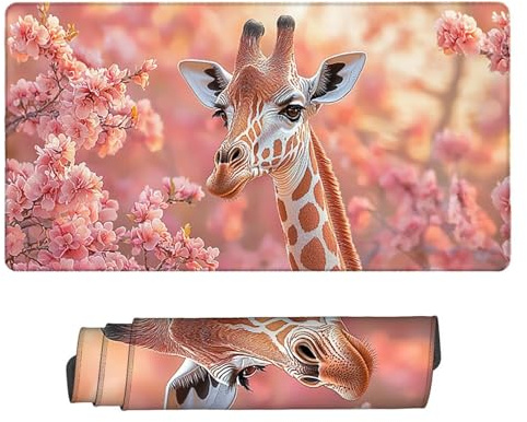 Large Game Tapis de Souris Girafe avec Base en Caoutchouc Antidérapant Extended XXL Long Clavier Pad de Table Grand Tapis Souris, pour Gamer, Personnel Bureau, Accessoires Gaming 100 x 50 cm k-1143