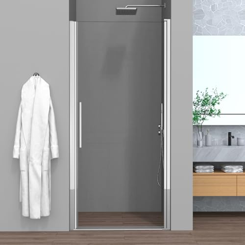 Porta Doccia Nicchia 85 Cm (H 195) Linea Neos - Porta Battente In Cristallo Trasparente 6 Mm - Profili In Alluminio Cromato